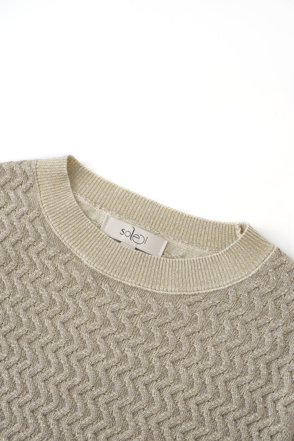 Textured Lurex Crew Sweater-Ivory - Hopecommerce