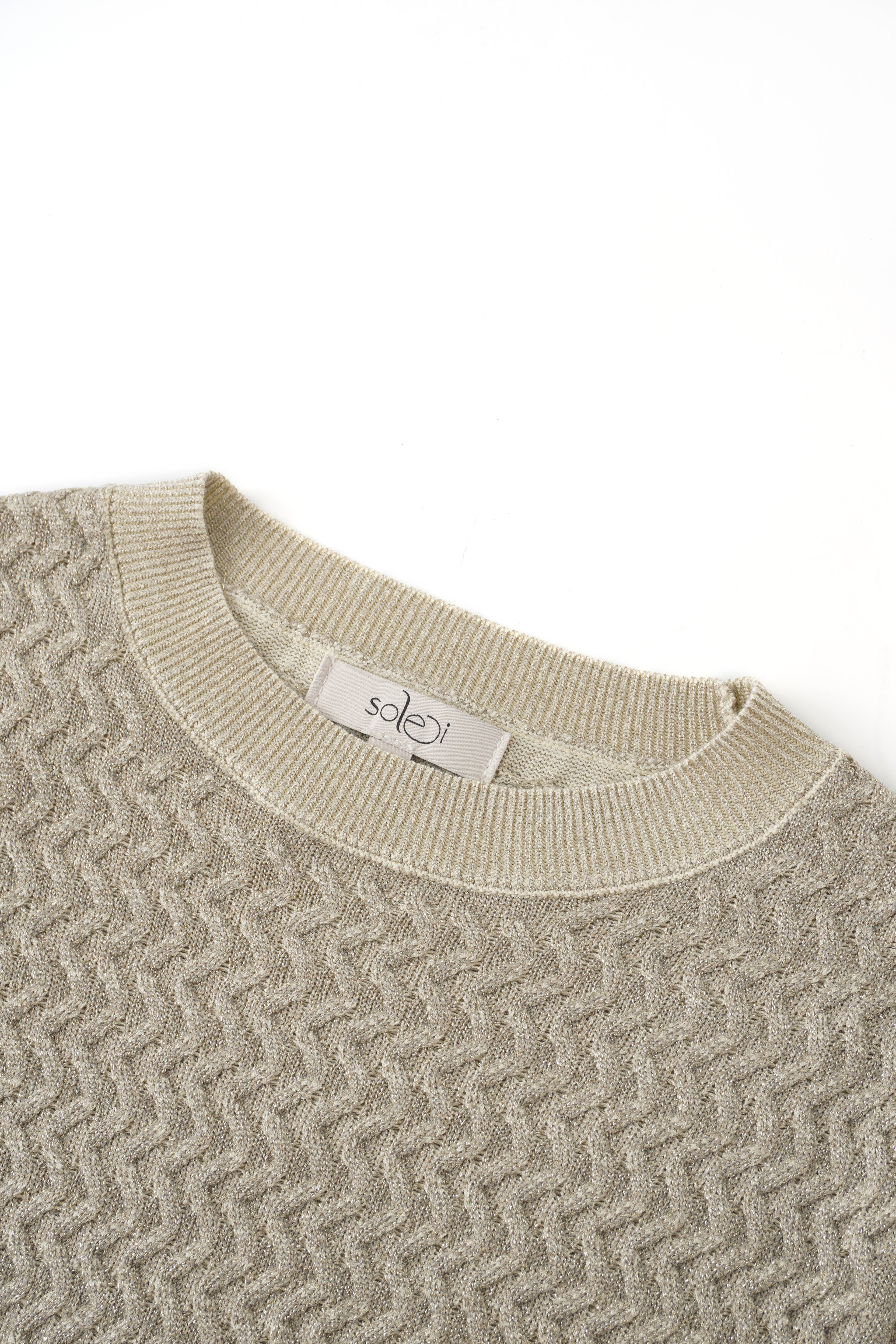 Textured Lurex Crew Sweater-Ivory - Hopecommerce