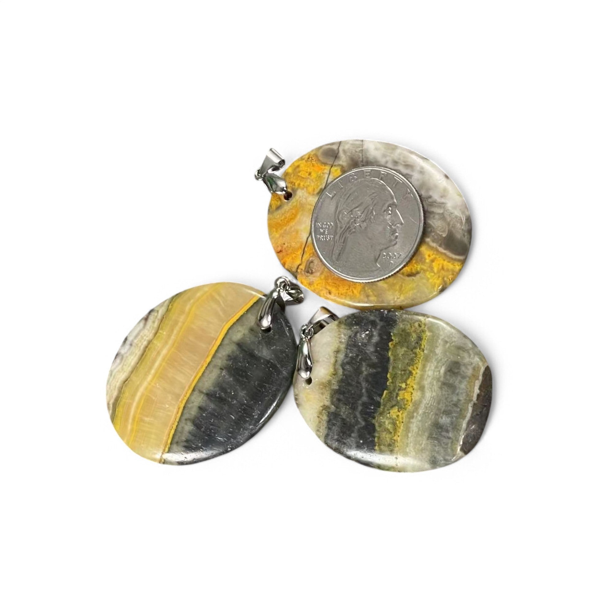 Bumble Bee Jasper Oval Pendant (1pc) - Hopecommerce
