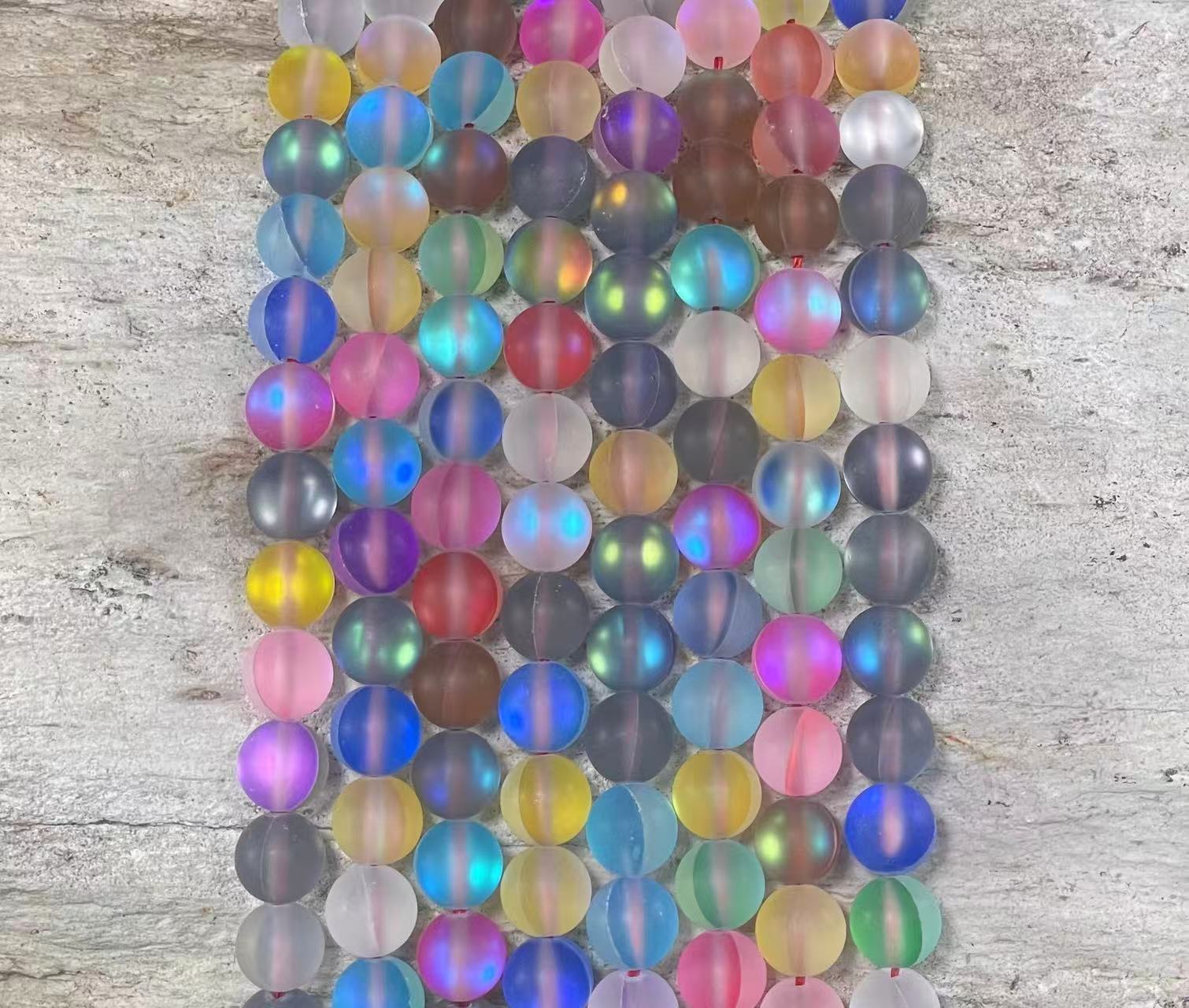 Matte Mermaid Glass Beads aka Mystic Aura Quartz, Round 6mm 8mm - Hopecommerce