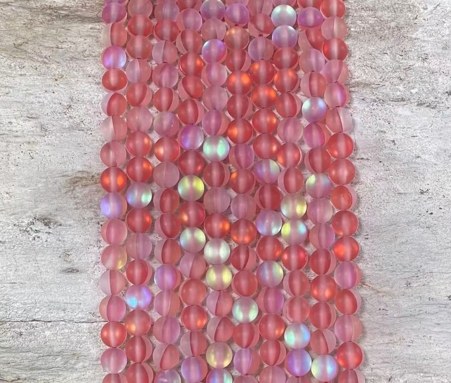 Matte Mermaid Glass Beads aka Mystic Aura Quartz, Round 6mm 8mm - Hopecommerce
