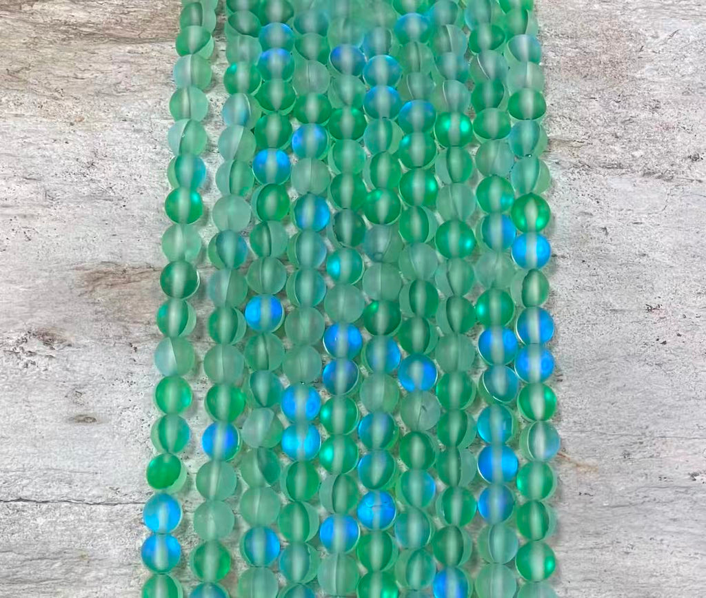 Matte Mermaid Glass Beads aka Mystic Aura Quartz, Round 6mm 8mm - Hopecommerce
