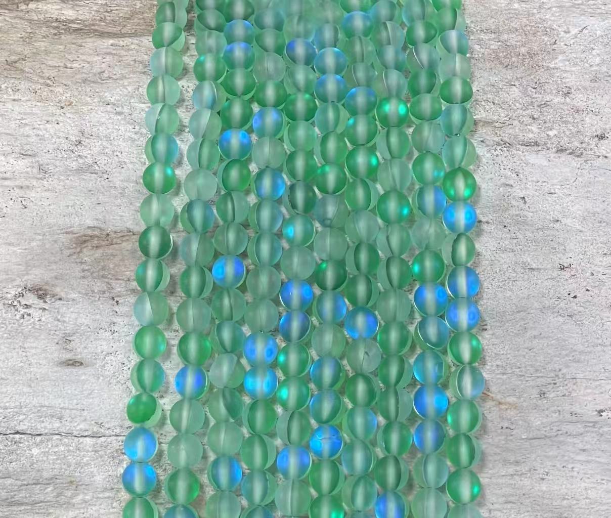 Matte Mermaid Glass Beads aka Mystic Aura Quartz, Round 6mm 8mm - Hopecommerce