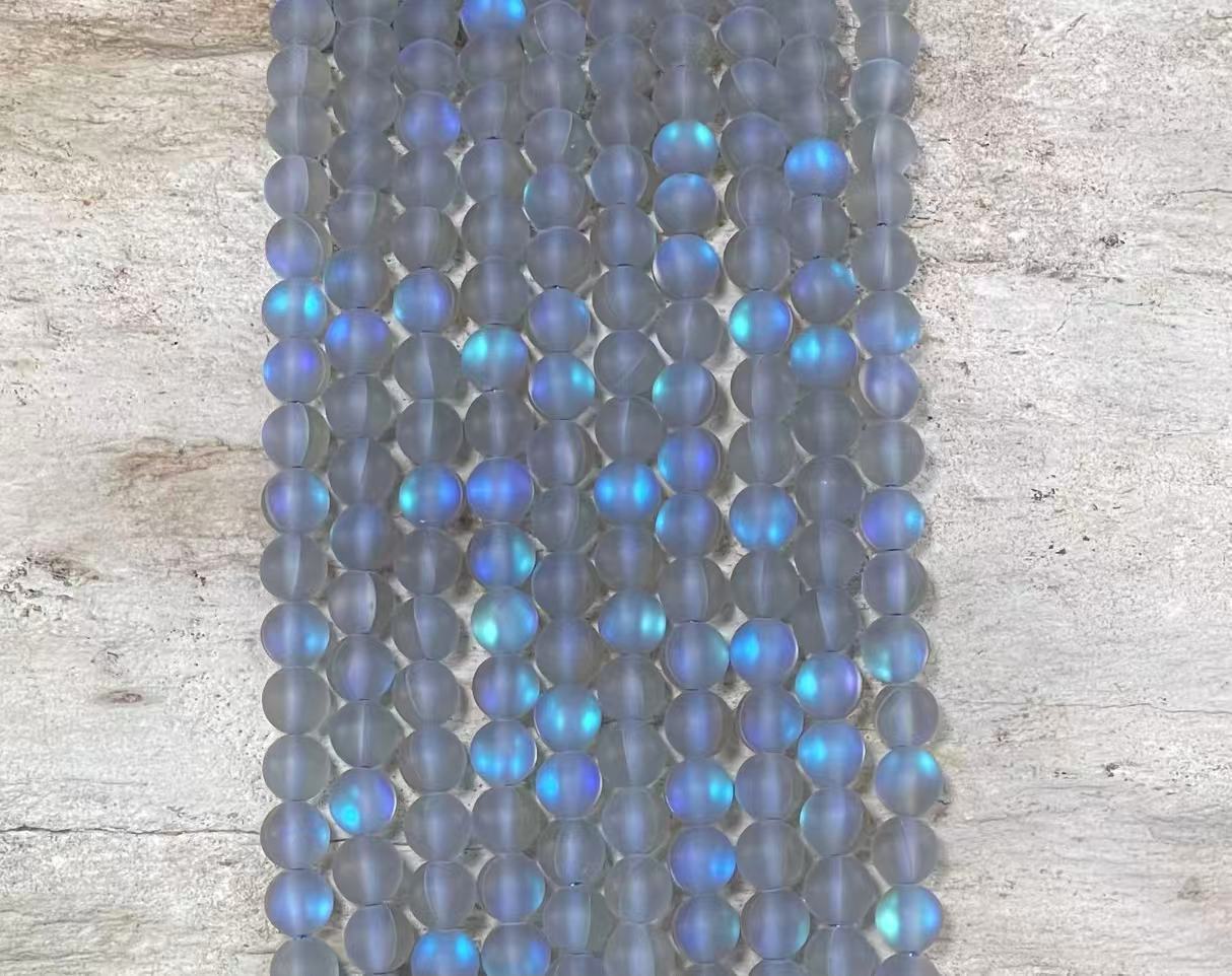 Matte Mermaid Glass Beads aka Mystic Aura Quartz, Round 6mm 8mm - Hopecommerce