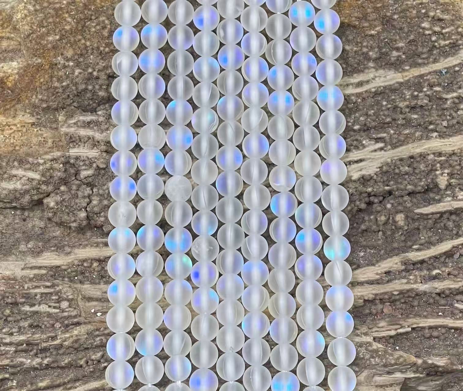 Matte Mermaid Glass Beads aka Mystic Aura Quartz, Round 6mm 8mm - Hopecommerce