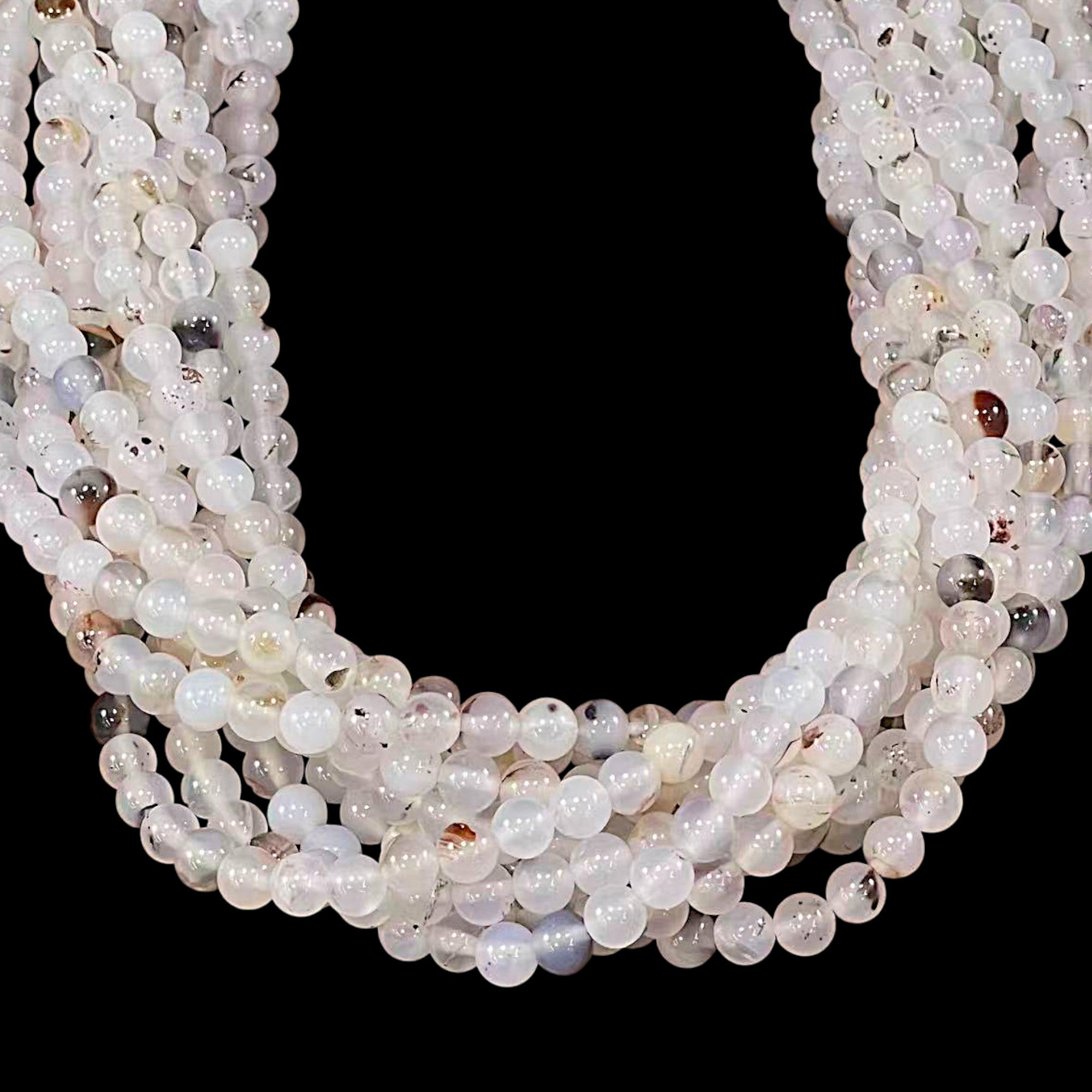 Dendritic Grey Agate, Round 6mm 8mm - Hopecommerce