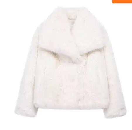 Winter Plush Coat Fashion Thicken Lapel Outwear Casual Long Sleeve Tops Womens Clothing - Hopecommerce