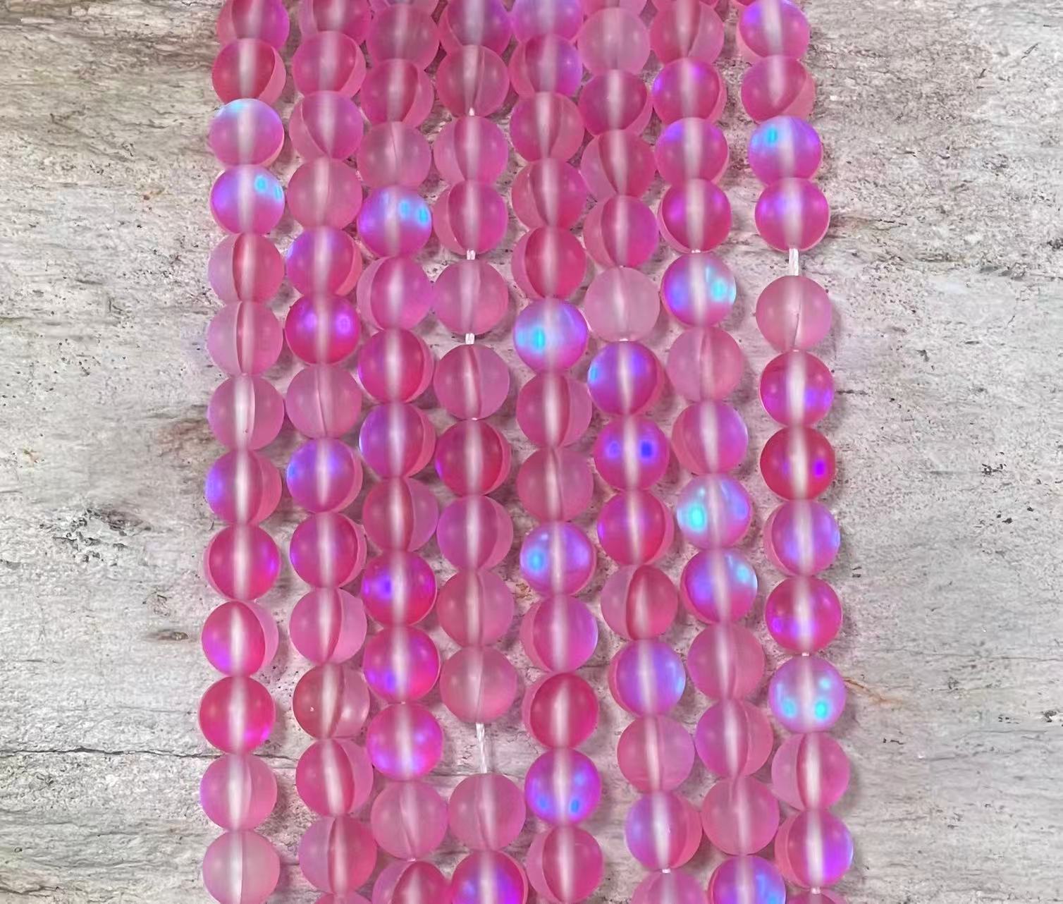 Matte Mermaid Glass Beads aka Mystic Aura Quartz, Round 6mm 8mm - Hopecommerce