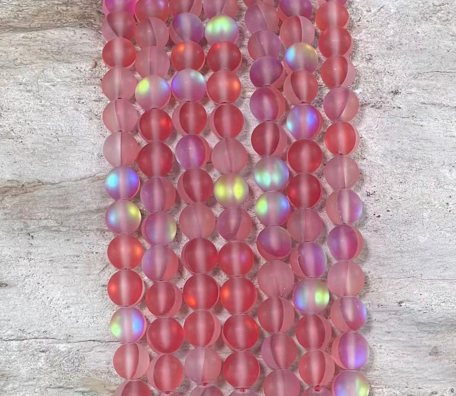 Matte Mermaid Glass Beads aka Mystic Aura Quartz, Round 6mm 8mm - Hopecommerce