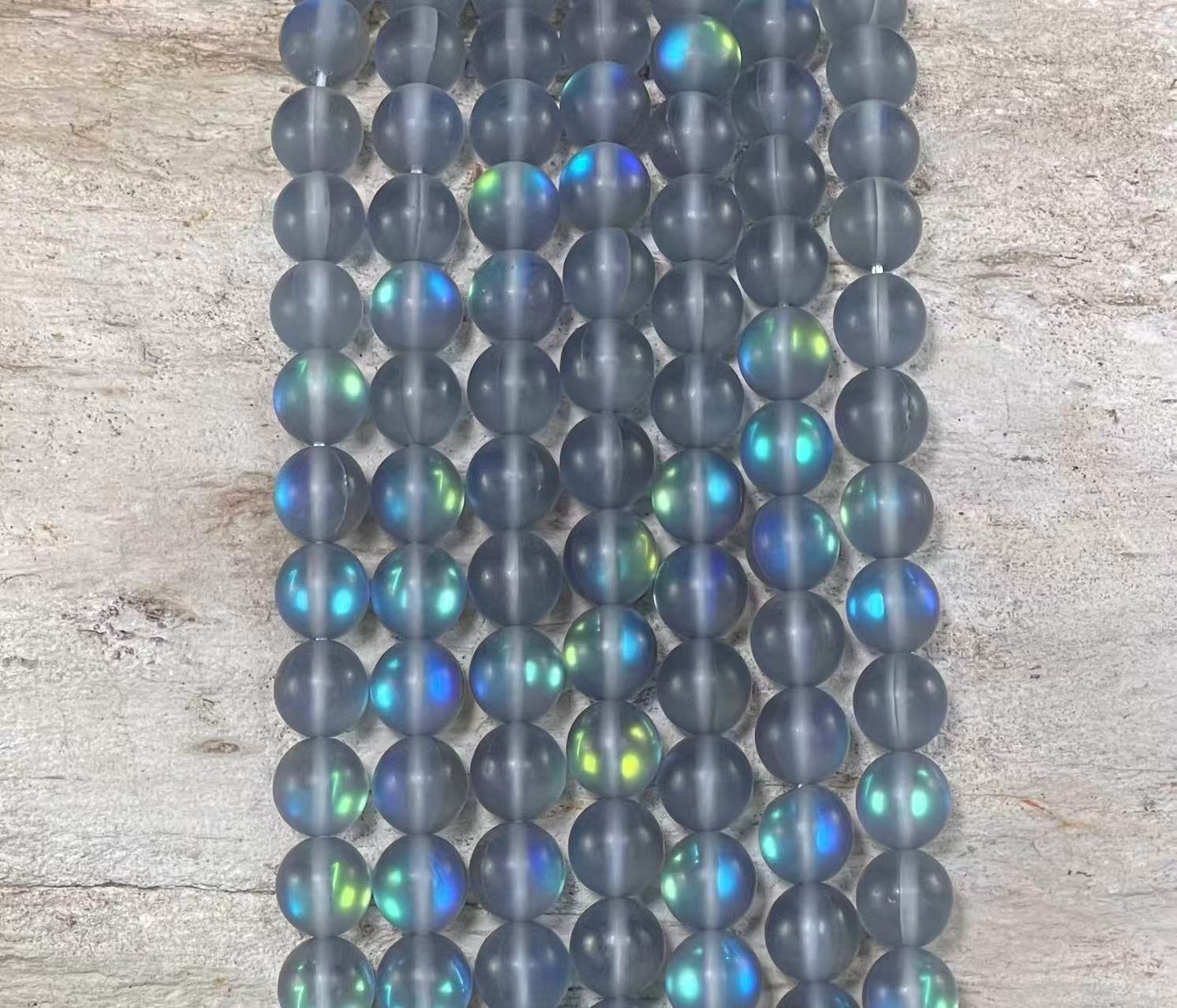 Matte Mermaid Glass Beads aka Mystic Aura Quartz, Round 6mm 8mm - Hopecommerce