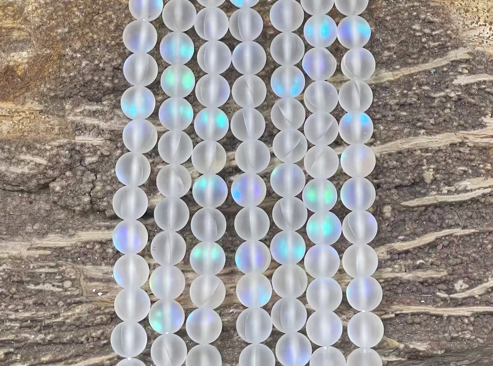 Matte Mermaid Glass Beads aka Mystic Aura Quartz, Round 6mm 8mm - Hopecommerce
