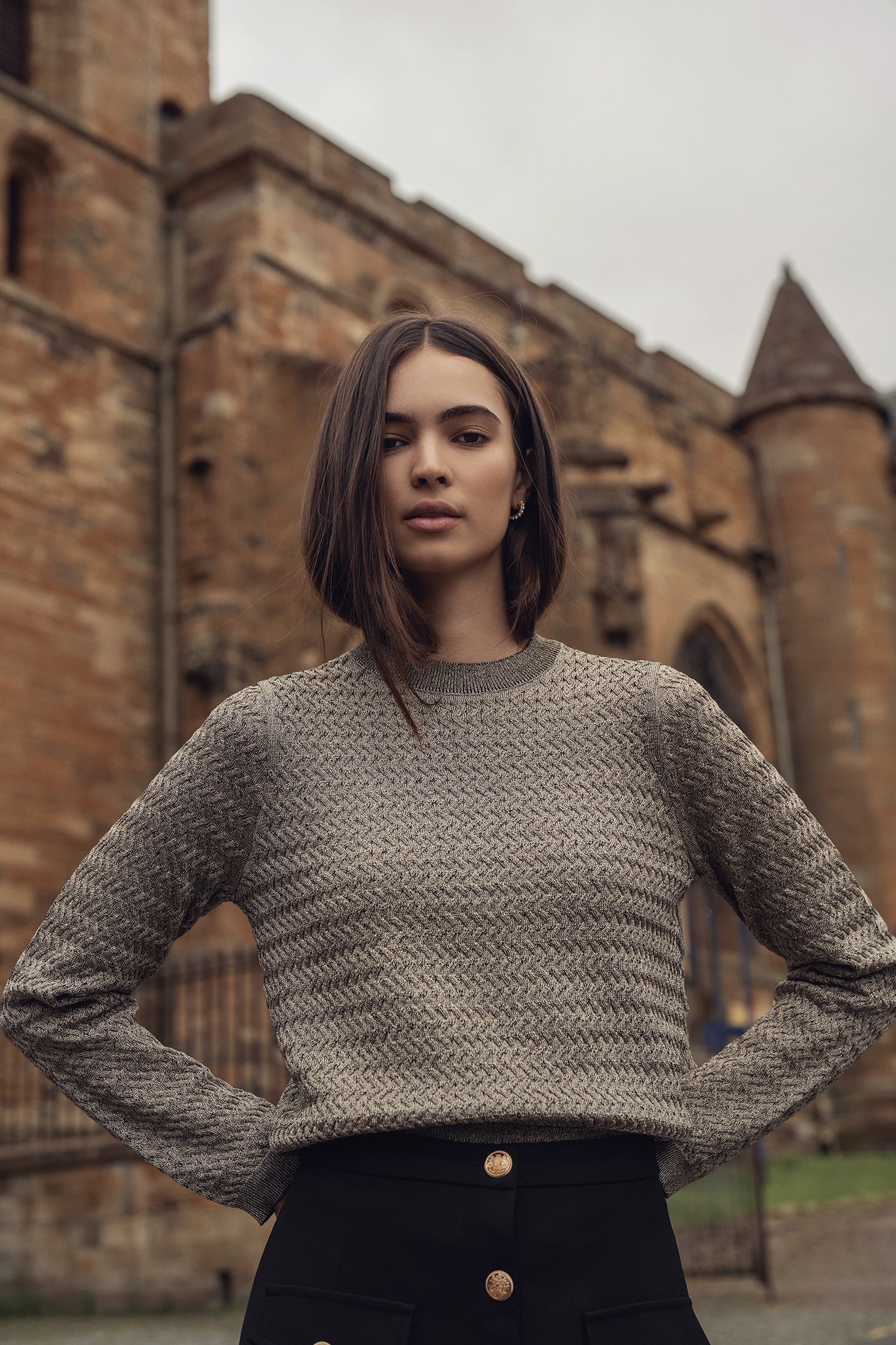 Textured Lurex Crew Sweater-Ivory - Hopecommerce