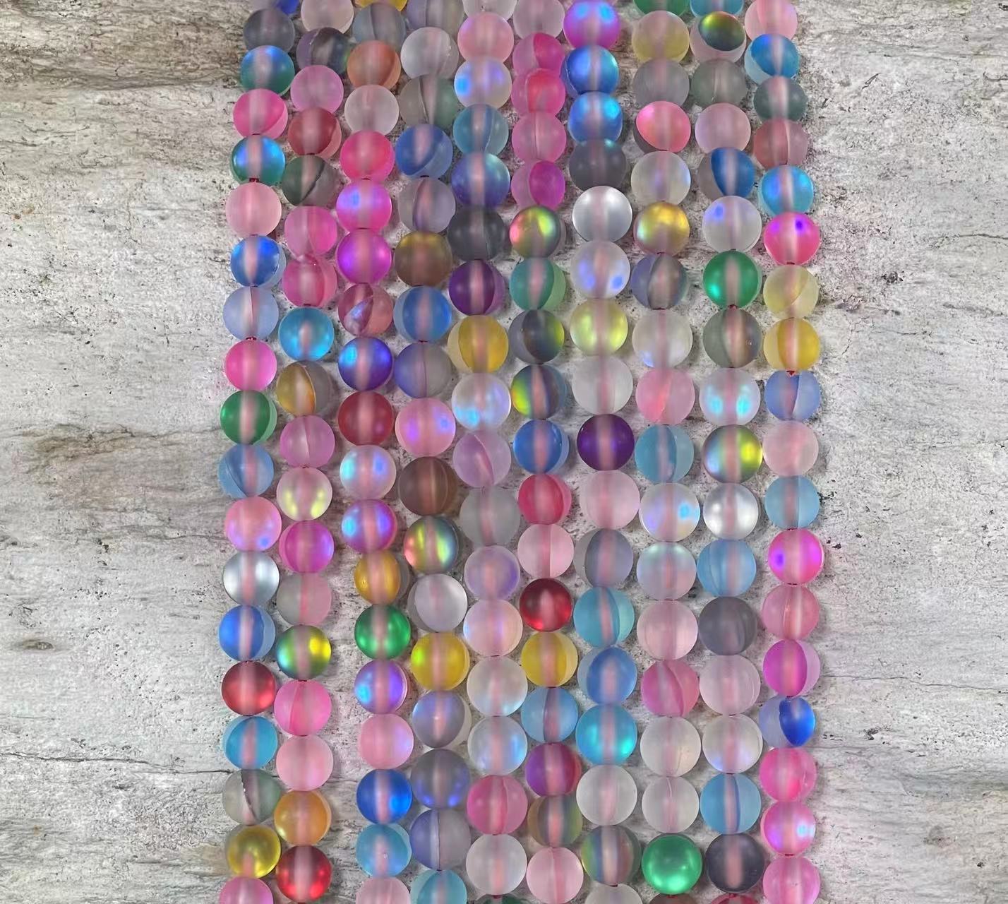 Matte Mermaid Glass Beads aka Mystic Aura Quartz, Round 6mm 8mm - Hopecommerce