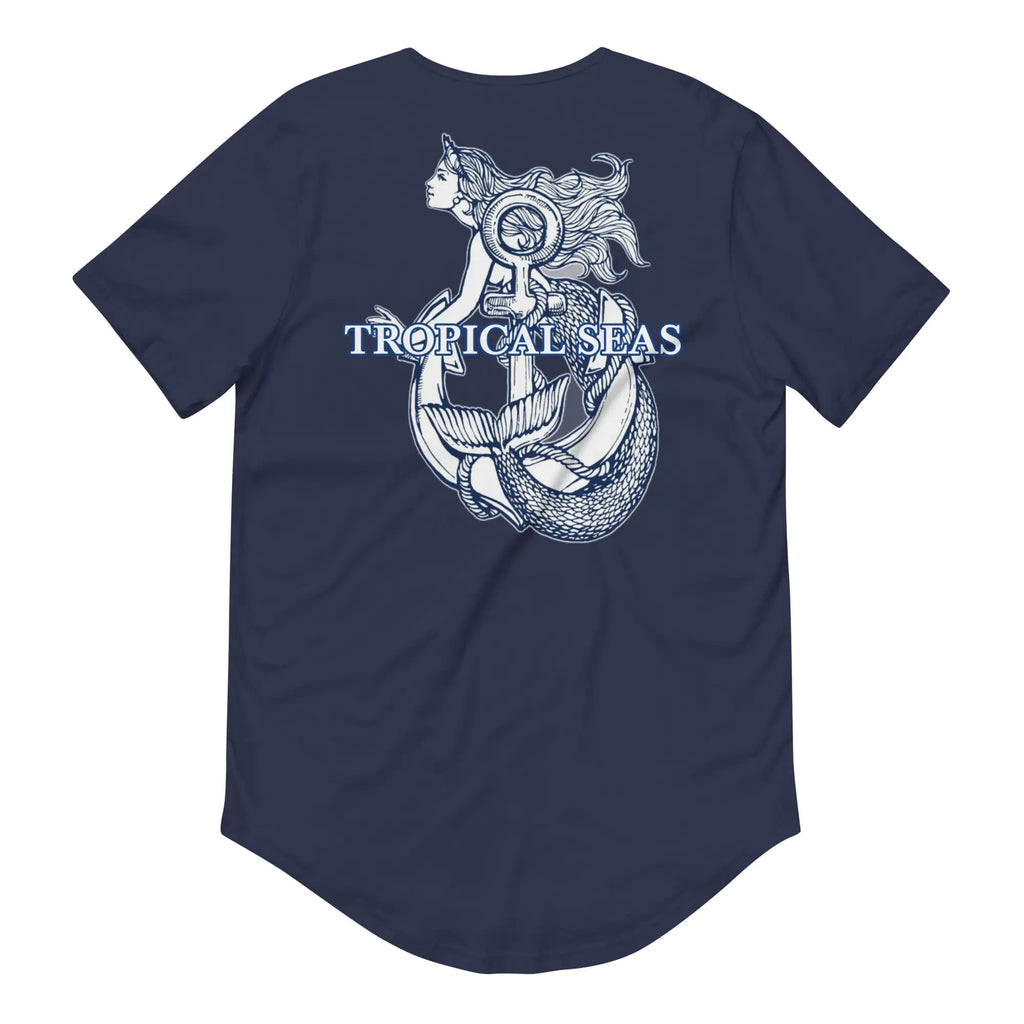 Men's Curved Hem Ancient Mermaid Anchor T-Shirt - Hopecommerce