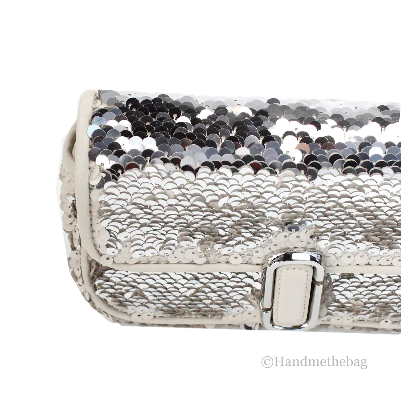 Marc Jacobs The Mini J Marc Shoulder Cream Sequined Bag - Hopecommerce