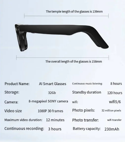 AI Camera Smart Glasses - Hopecommerce