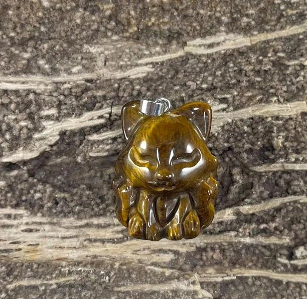 9 Tail Fox, Gemstone Pendants, 23x31mm (1pc) - Hopecommerce