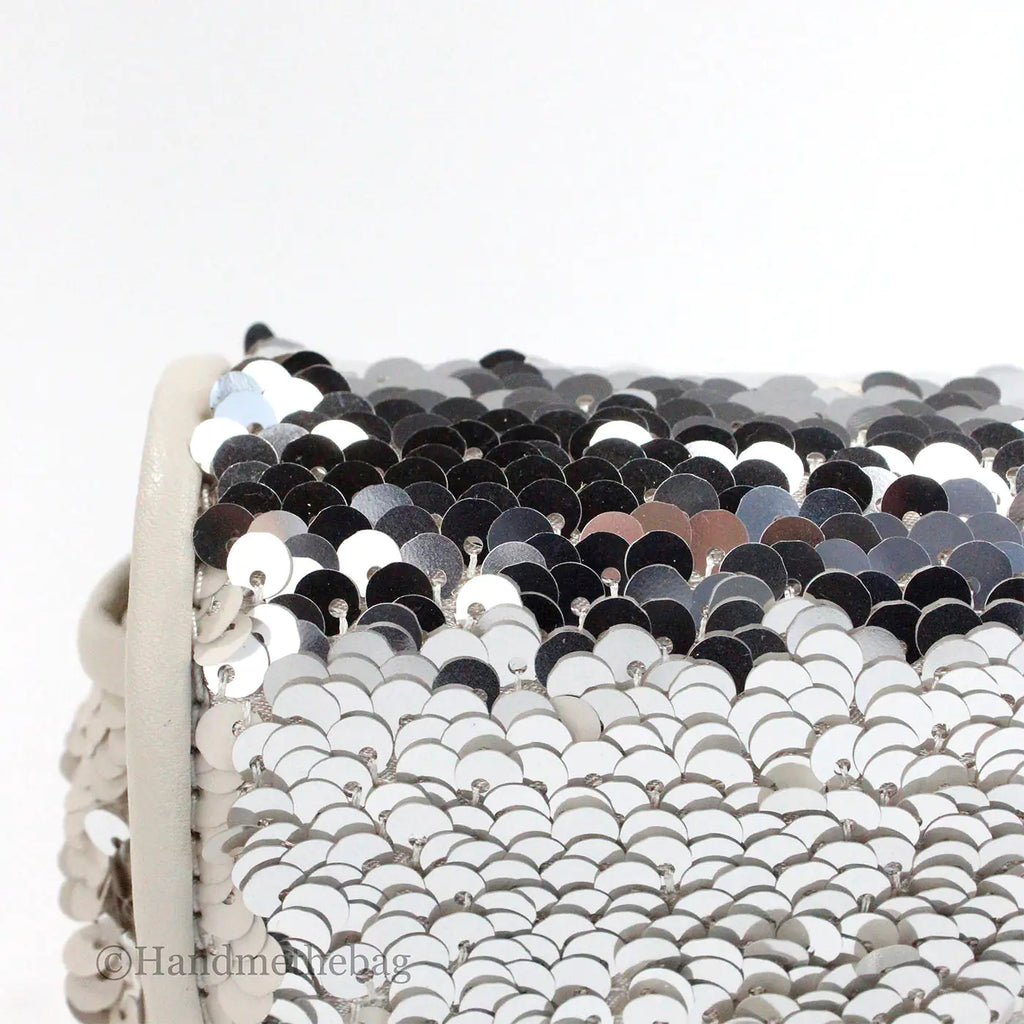 Marc Jacobs The Mini J Marc Shoulder Cream Sequined Bag - Hopecommerce