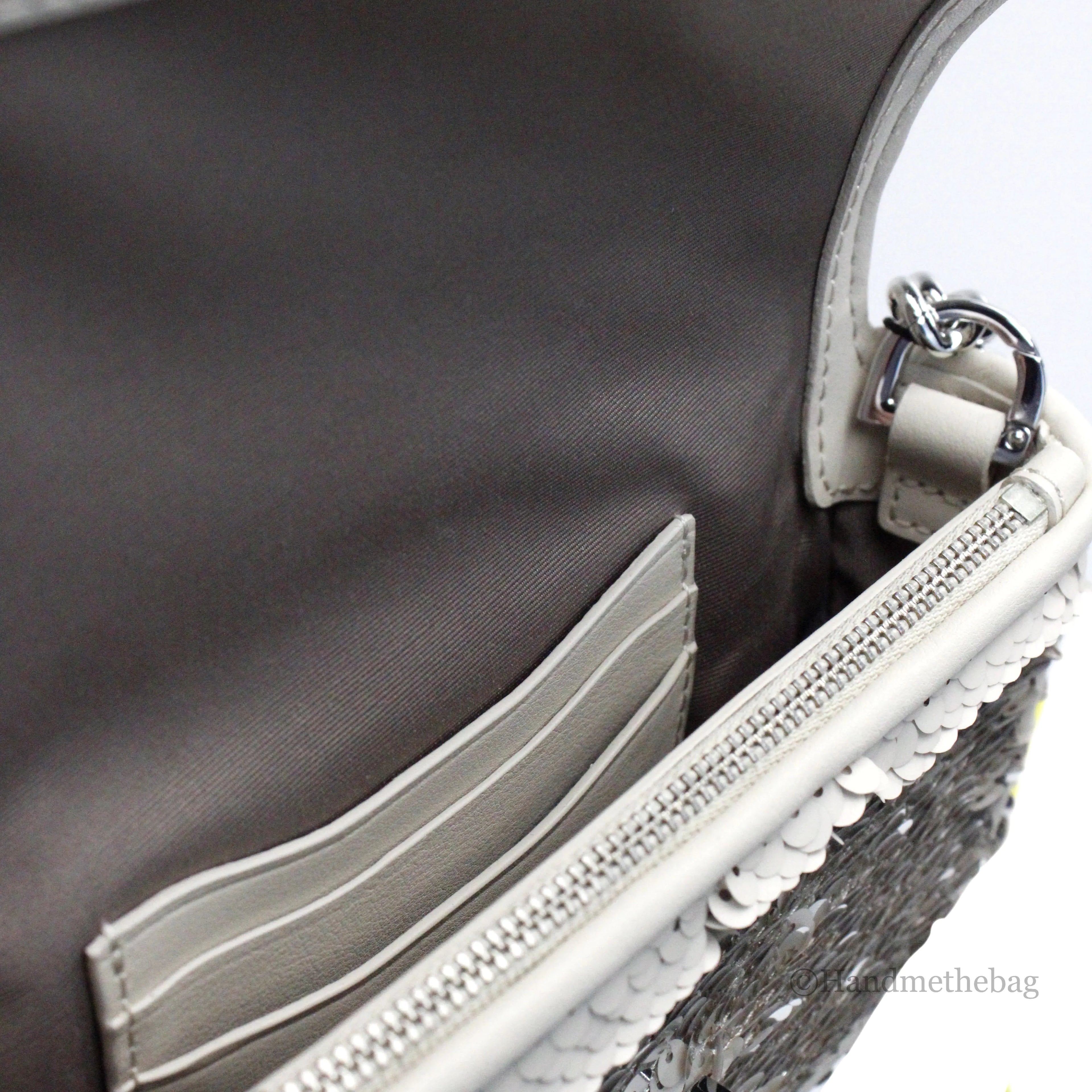 Marc Jacobs The Mini J Marc Shoulder Cream Sequined Bag - Hopecommerce