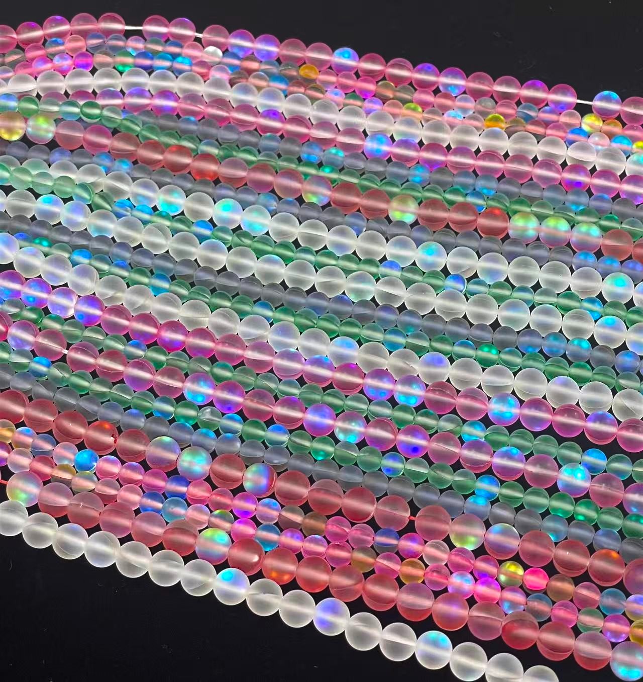 Matte Mermaid Glass Beads aka Mystic Aura Quartz, Round 6mm 8mm - Hopecommerce