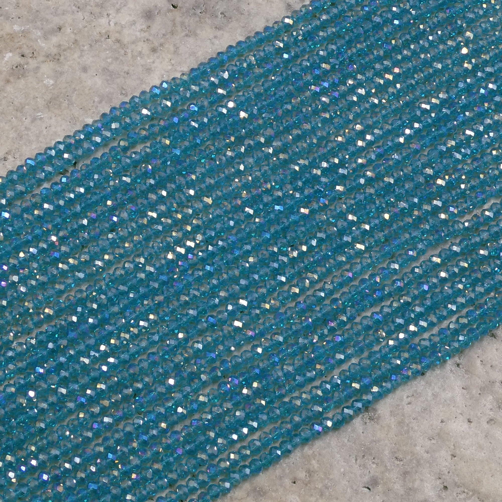 Crystal Faceted Rondelle Blue Zircon AB, 2mm 4mm 6mm 8mm - Hopecommerce