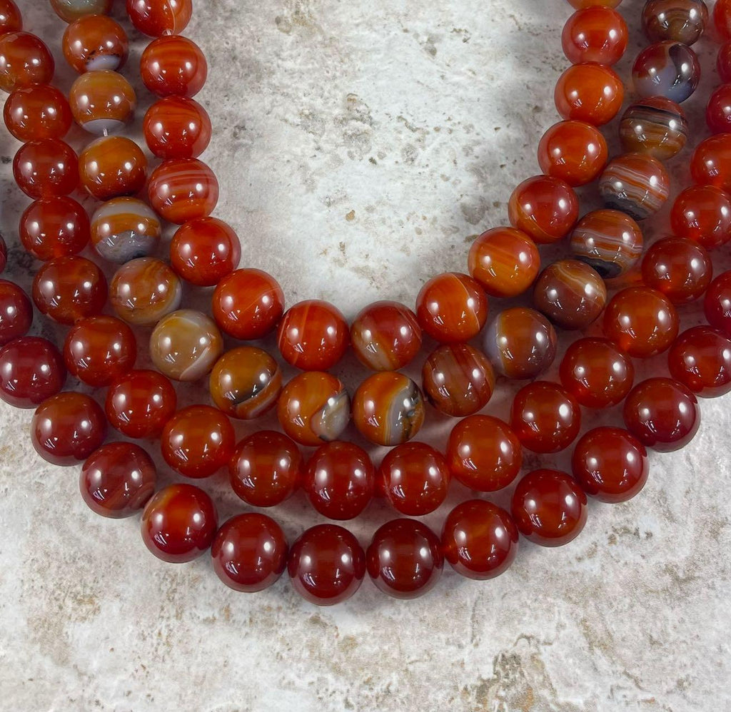 Carnelian aka Banded Agate, Round 12mm 18mm - Hopecommerce