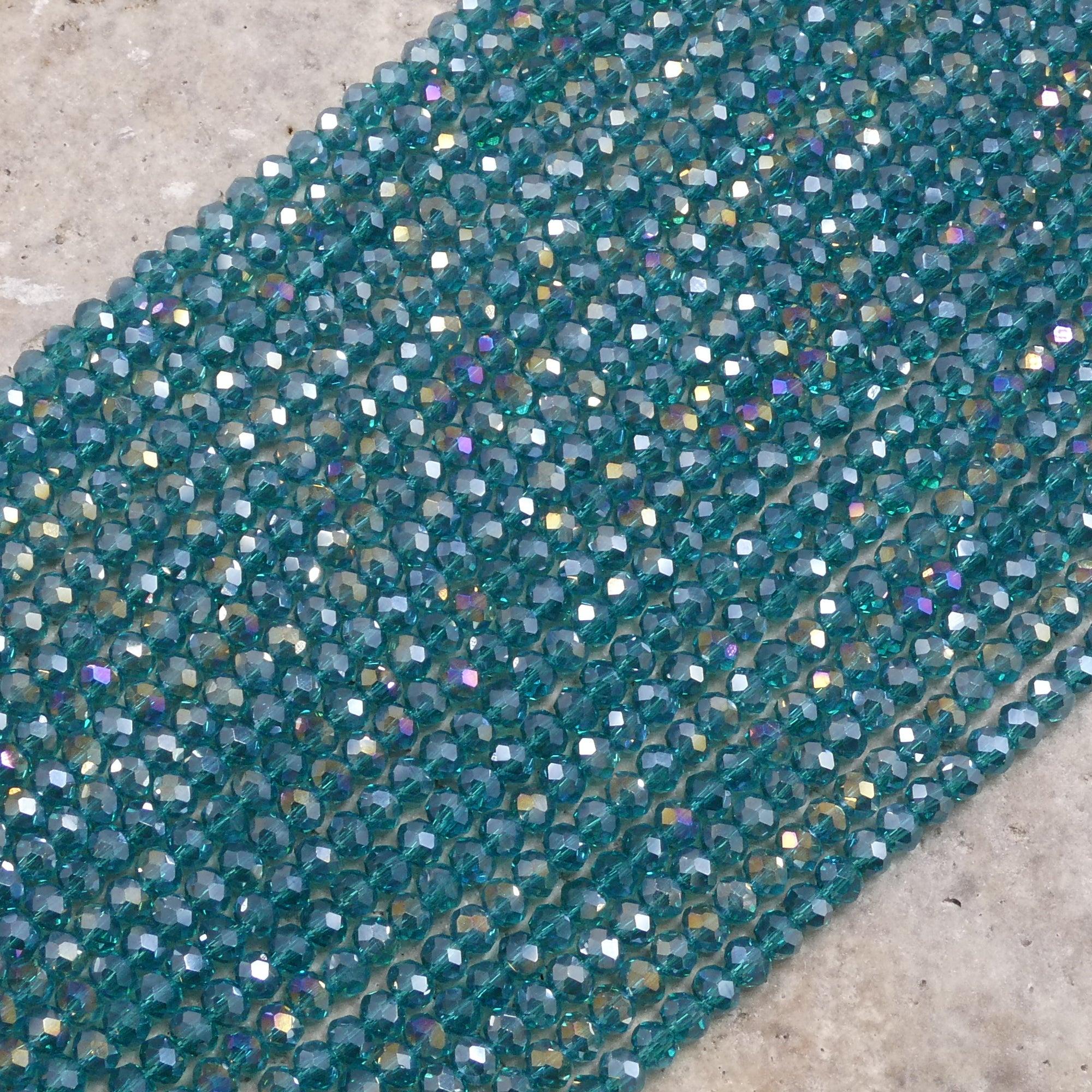 Crystal Faceted Rondelle Blue Zircon AB, 2mm 4mm 6mm 8mm - Hopecommerce