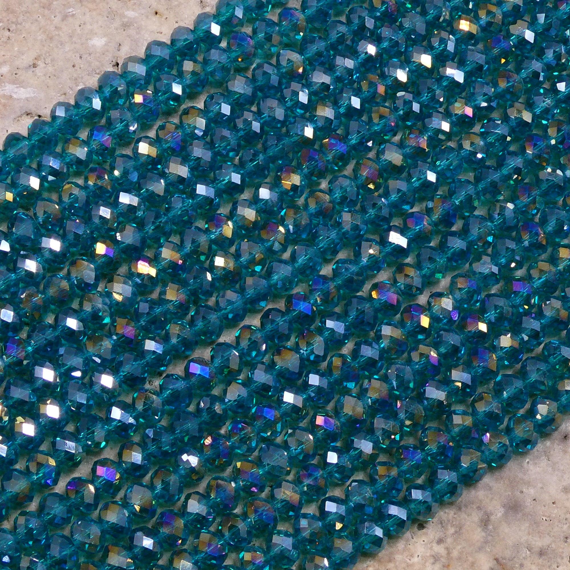 Crystal Faceted Rondelle Blue Zircon AB, 2mm 4mm 6mm 8mm - Hopecommerce