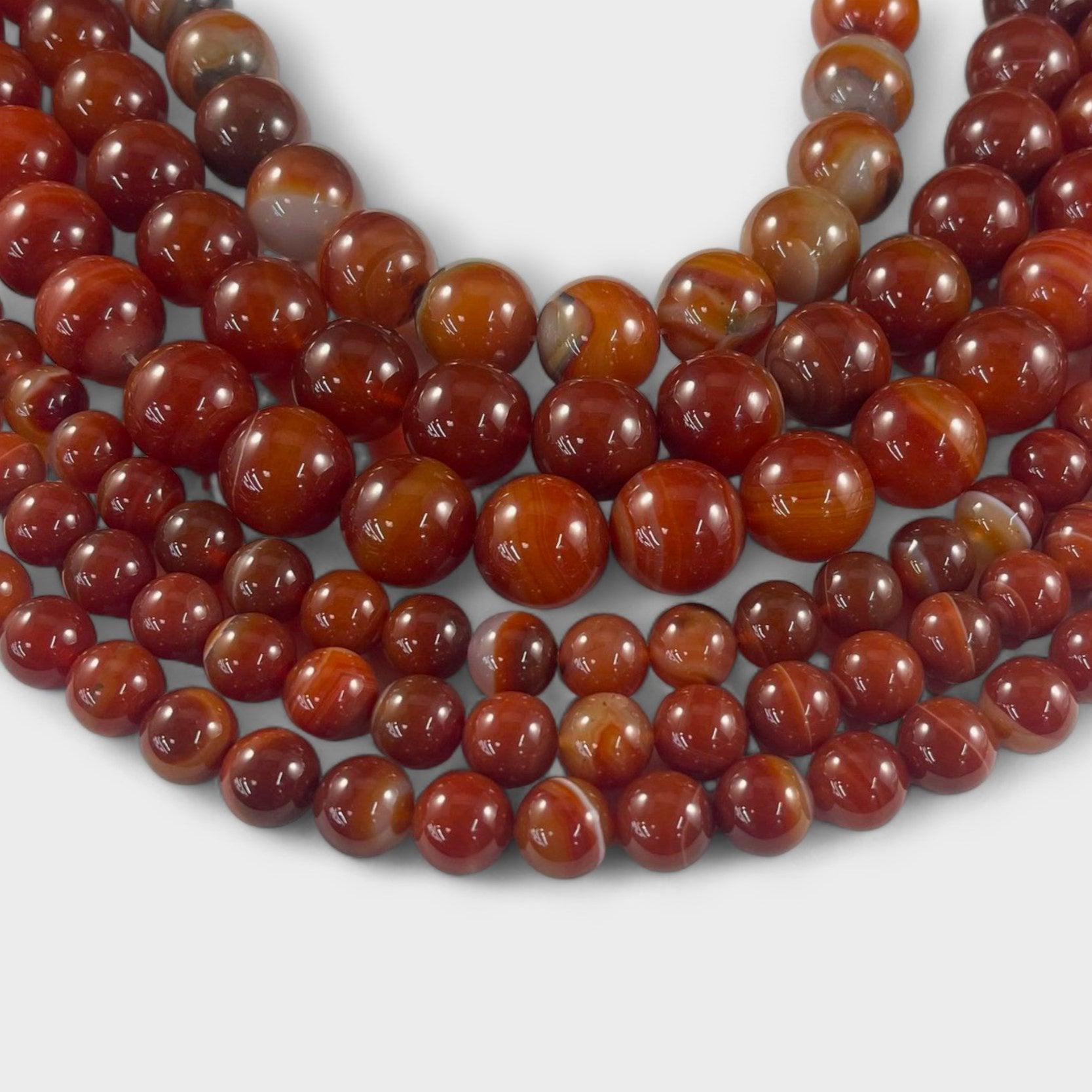 Carnelian aka Banded Agate, Round 12mm 18mm - Hopecommerce