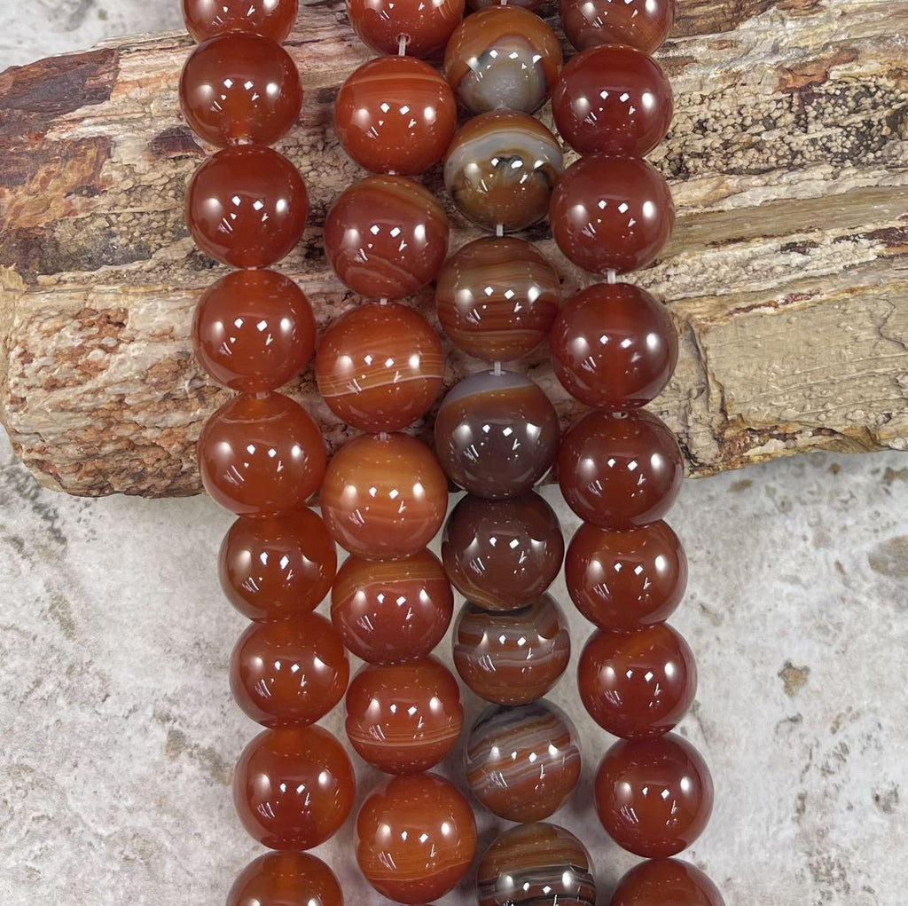 Carnelian aka Banded Agate, Round 12mm 18mm - Hopecommerce