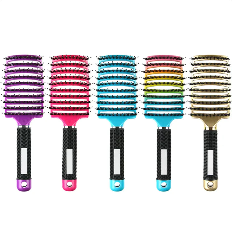 Curved Bristle Massage Comb – Multifunctional Styling for Curly Hair - Hopecommerce